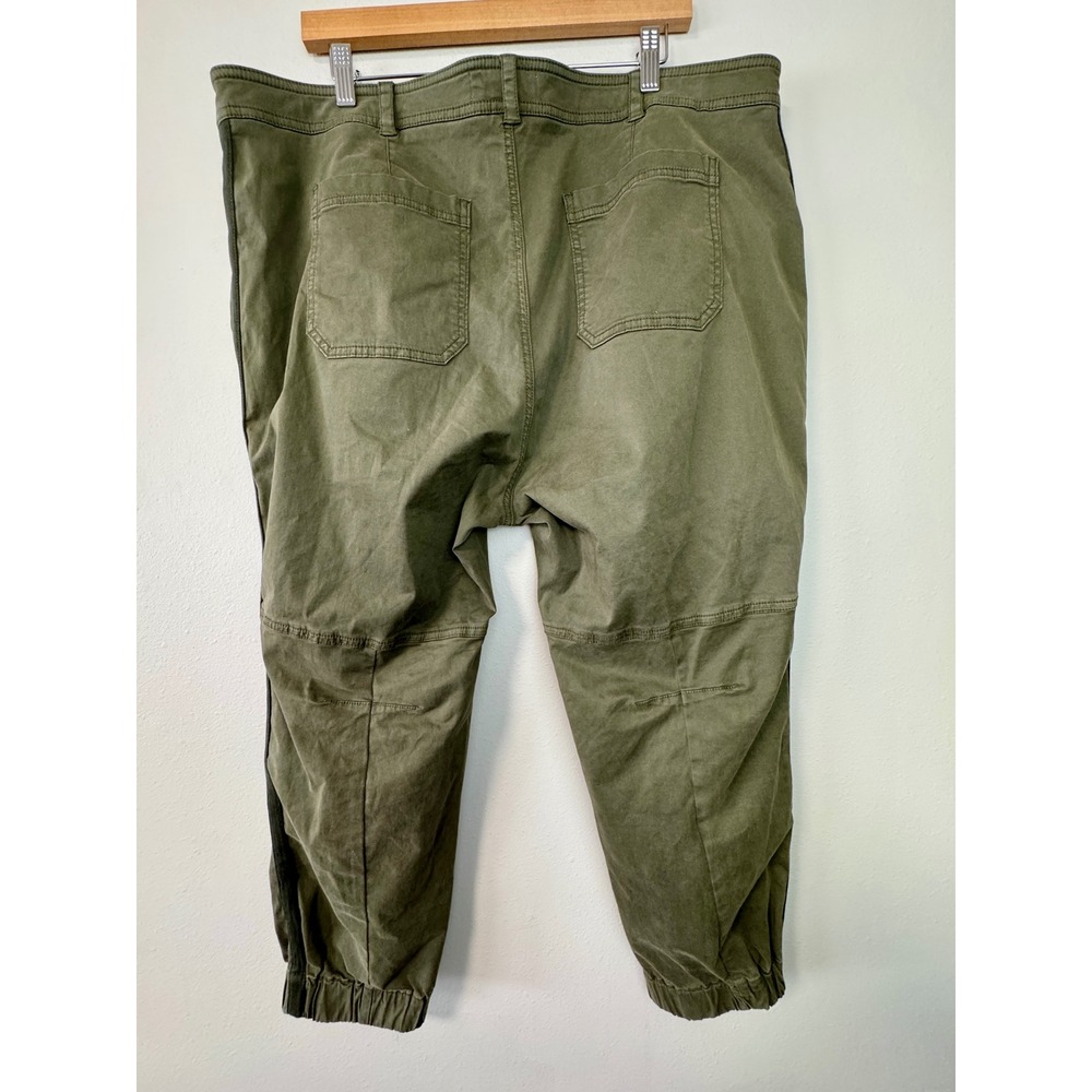 Anthropologie Olive Green Utility Tech Jogger Pants Contrast Stripe Womens 18W - Picture 2 of 11